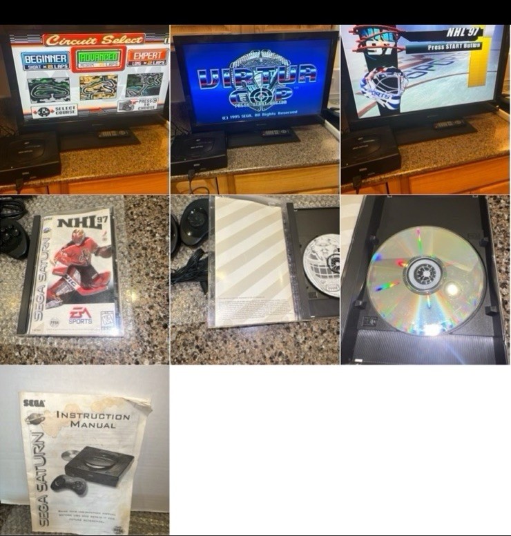 Sega Saturn Black Console Bundle Games, 2 Controllers, Power/AV Cables MK-80000A