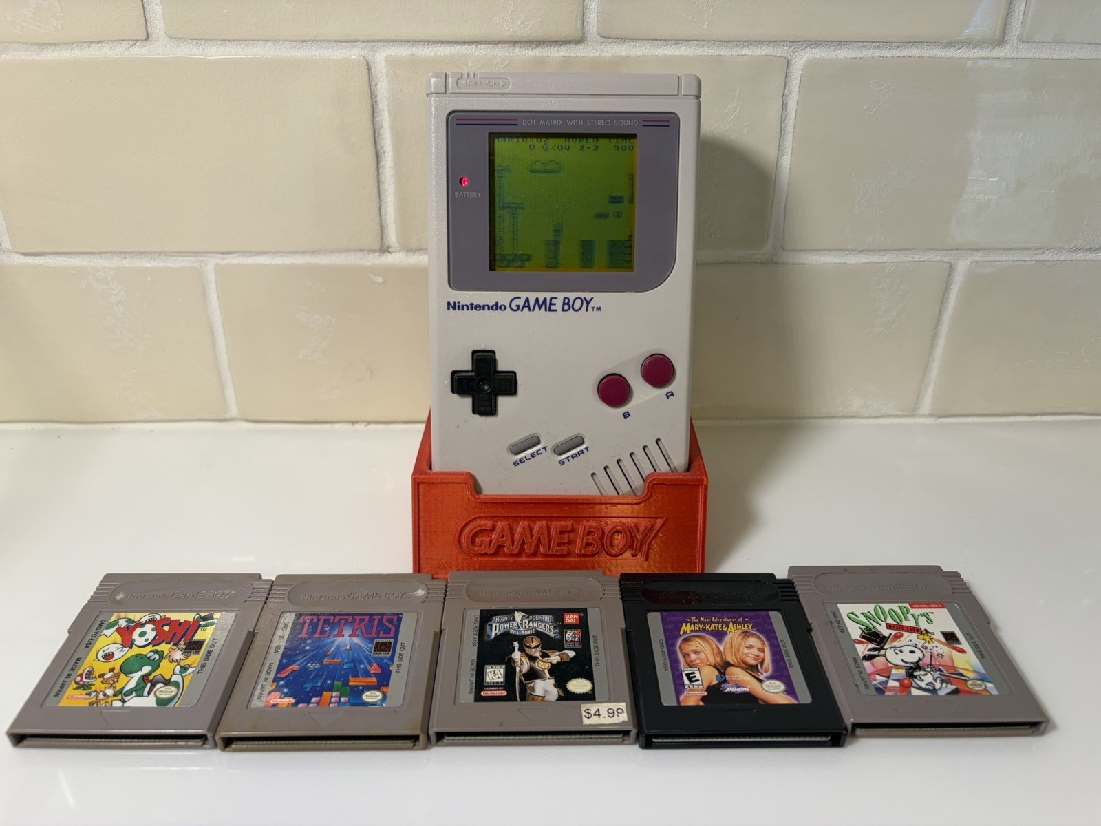 Nintendo Game Boy Original Lot, Gray Console Tested Super Mario Land 6 Games
