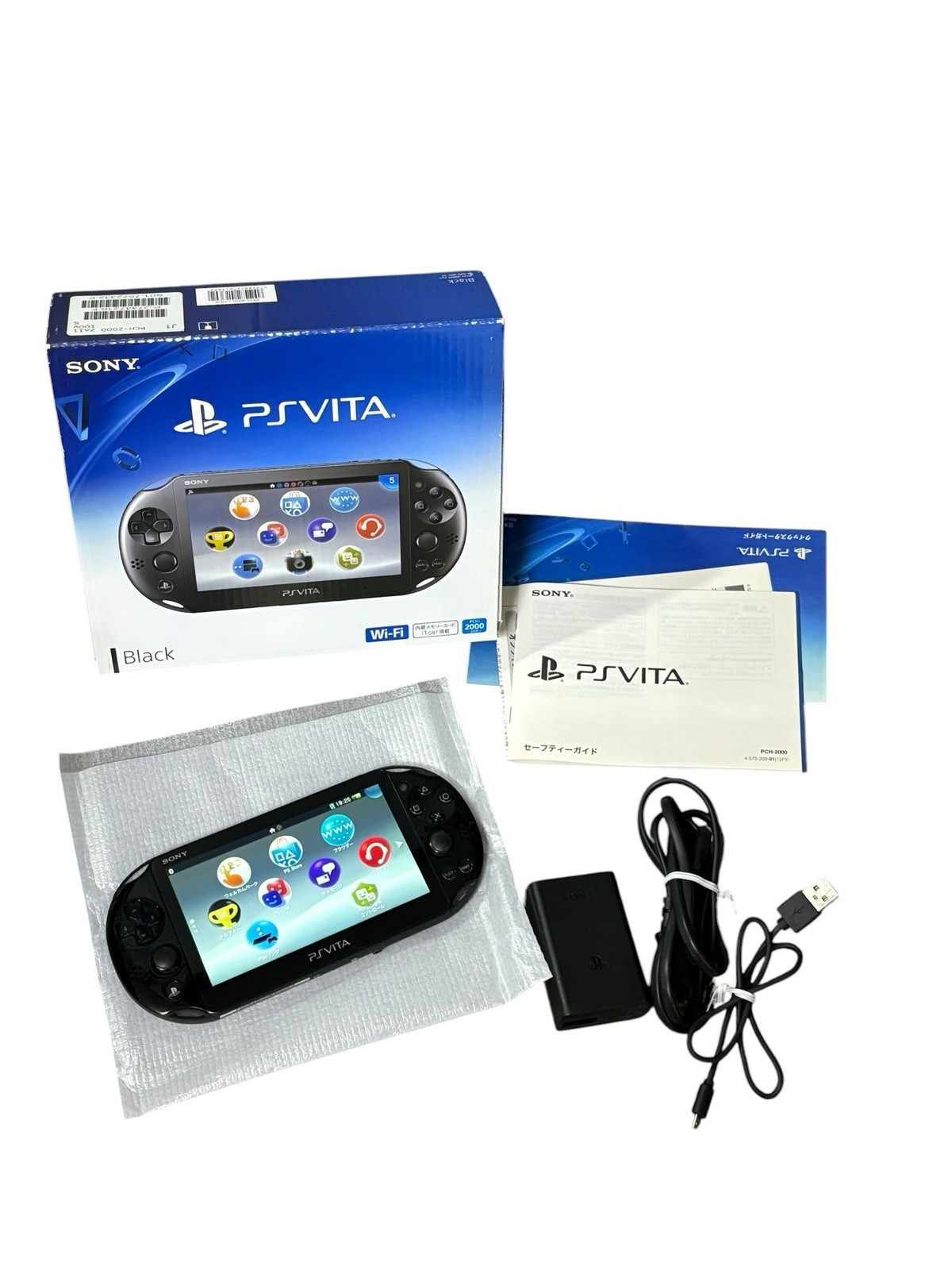 PS Vita PCH-2000 Black Console Boxed 16GB Memory Card Sony Japan