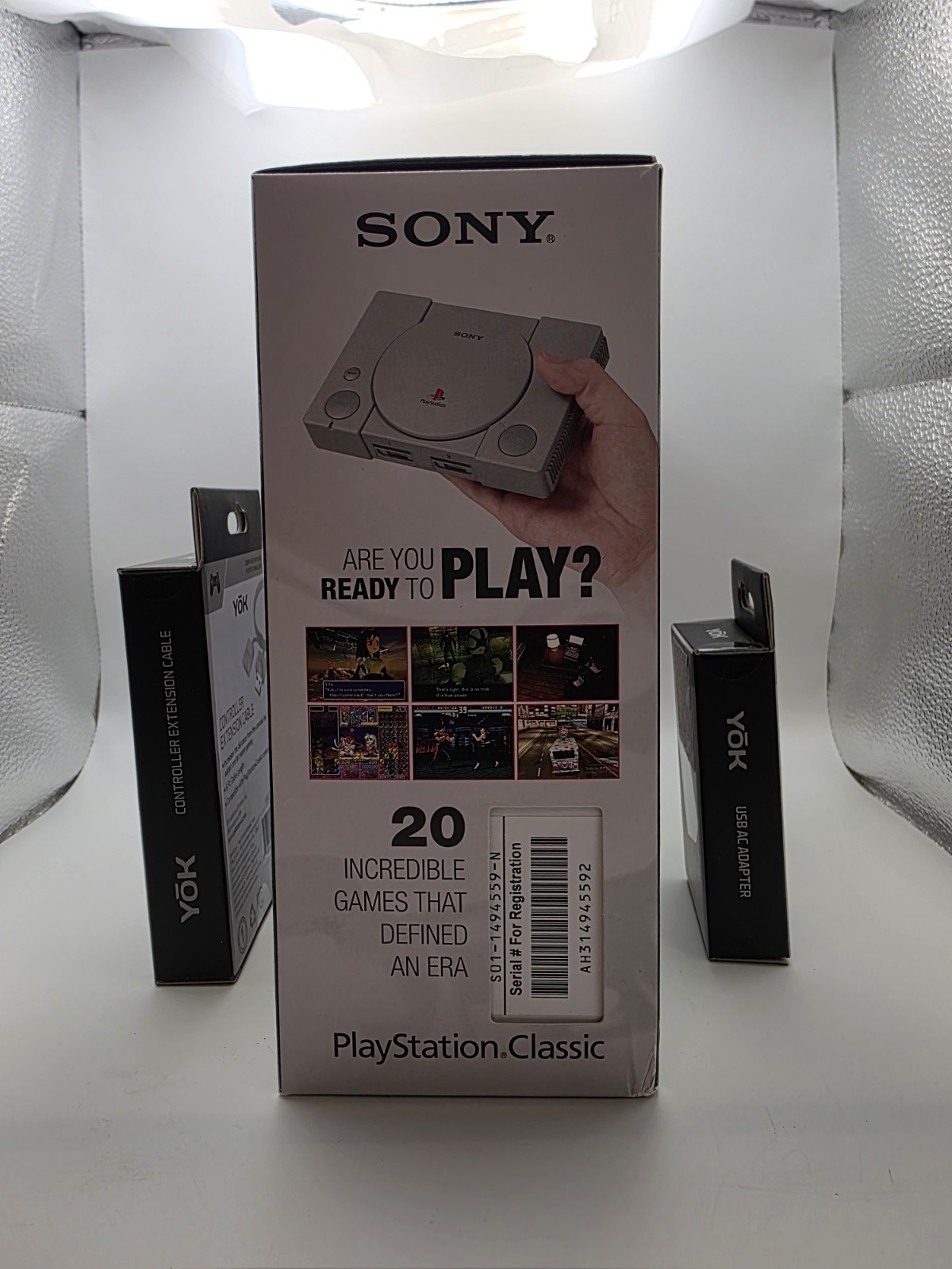 Sony PlayStation Classic Gray Console (3003868) w/ AC Adapter & Extension Cable