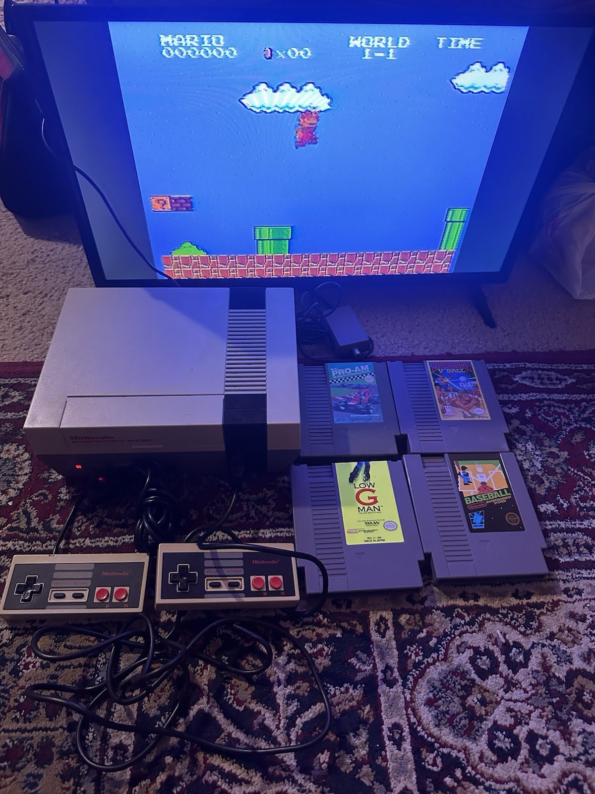 Original Nintendo NES Console with Super Mario Bros Bundle Tested Working