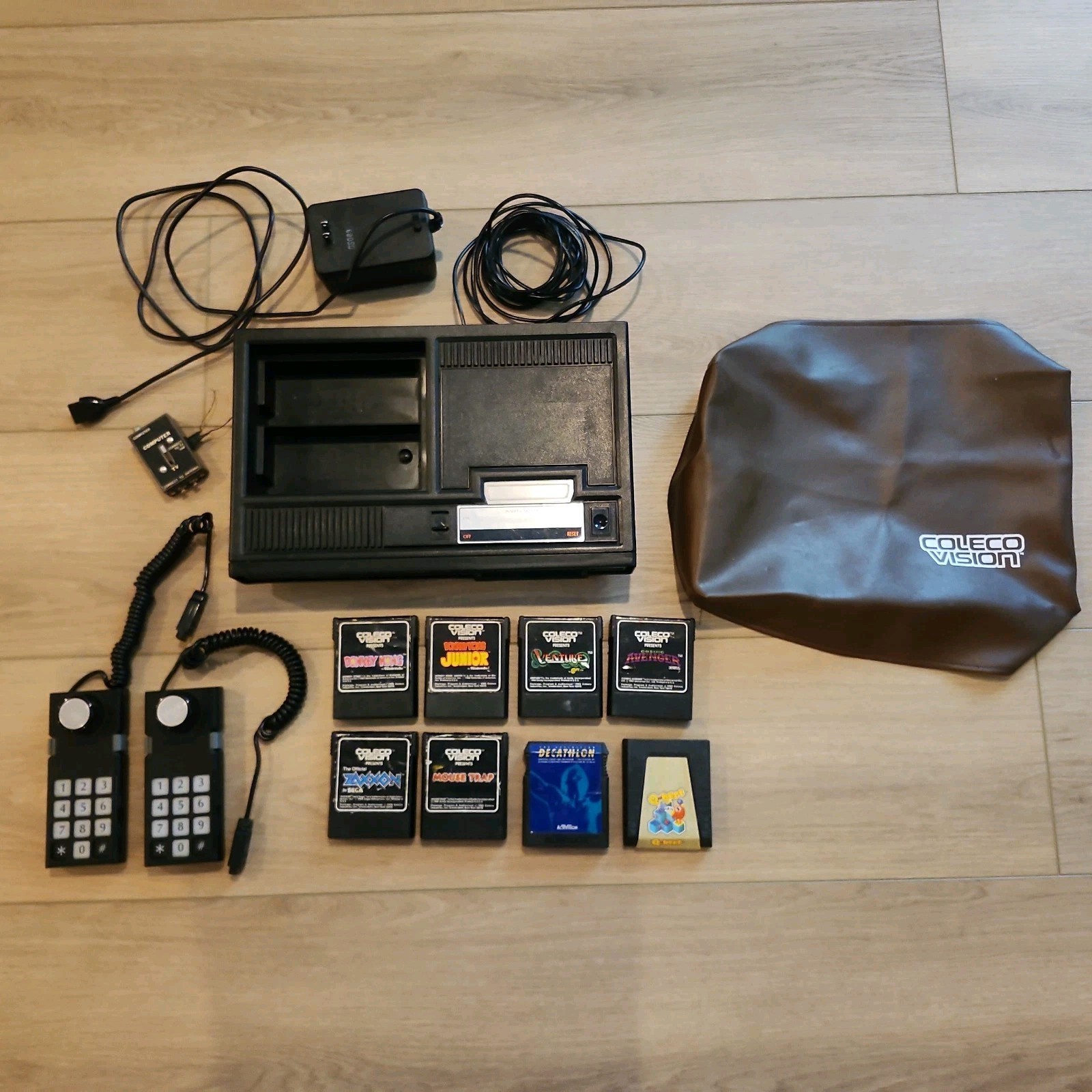 Coleco Vision ColecoVision Console – With Power Cord, Cover & 8 Games (Untested)
