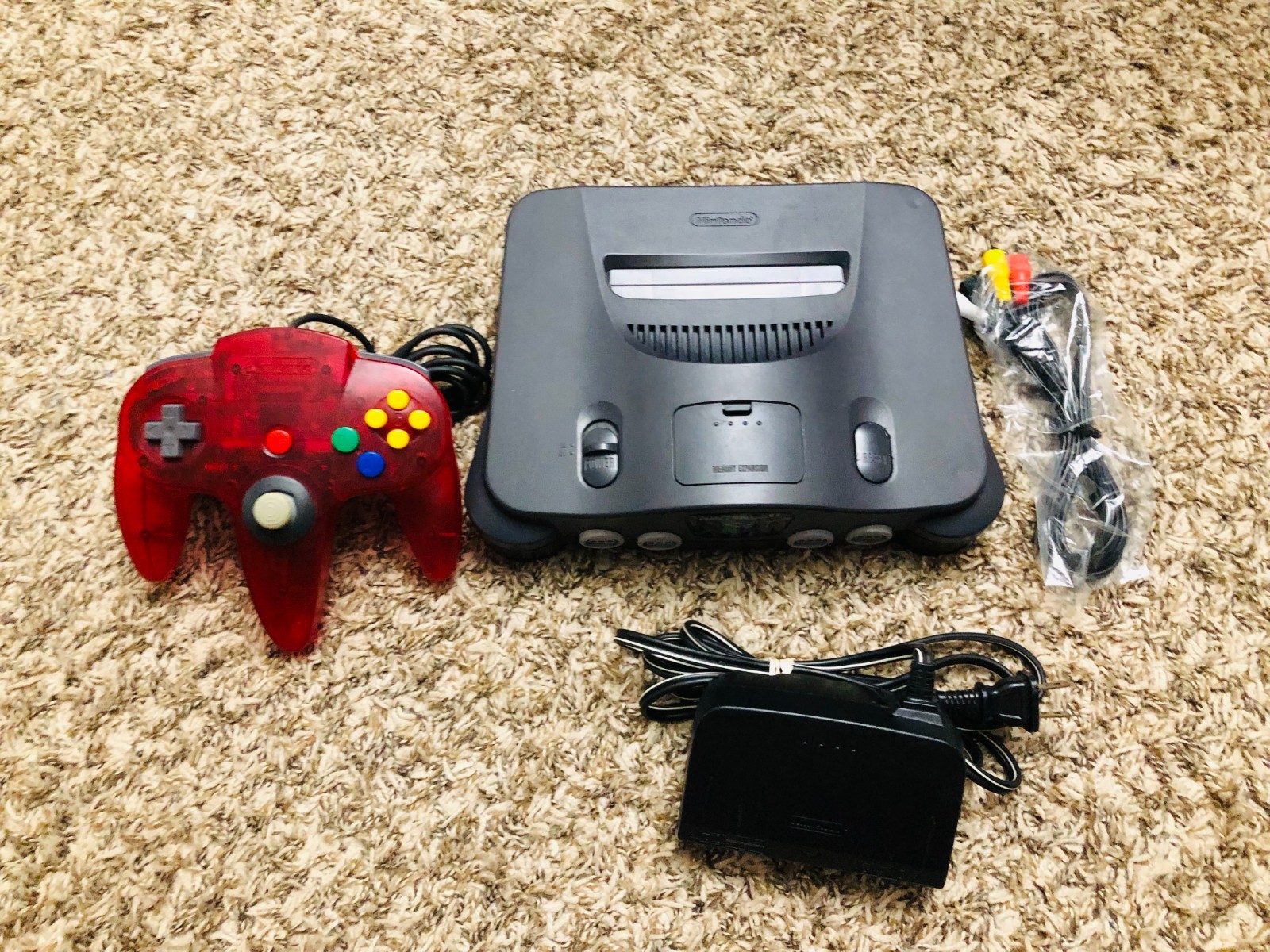 Black Nintendo 64 N64 Game Console W/ Expansion Pak 1 OEM Controller Tested