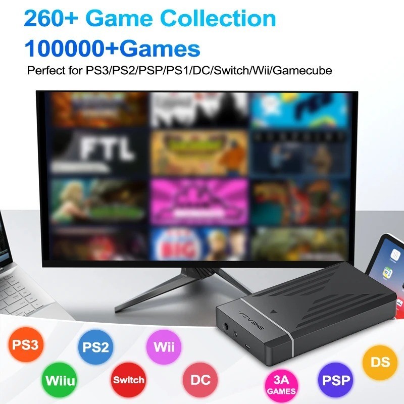 PEAPRIT 12TB Gaming HDD Hyperspin Launchbox Retrobat 10K+ Retro Games PS3 PS2 PC