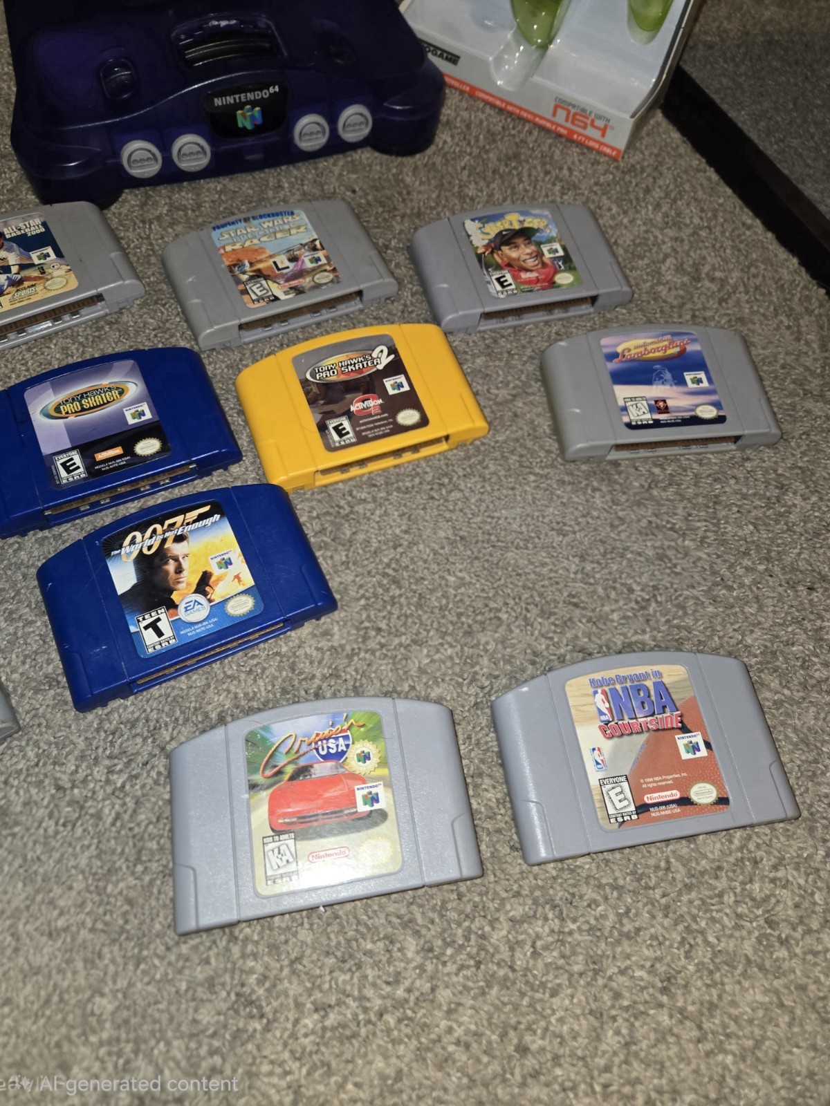 Nintendo 64 N64 grape Console Bundle 12 Games 2 Controllers Tested Works