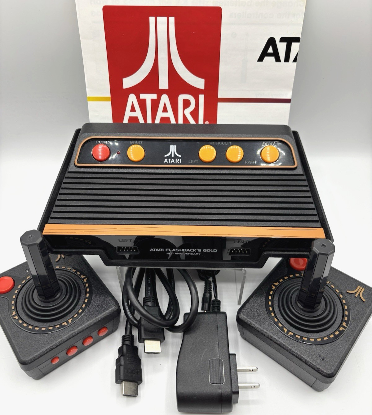 Atari Flashback 8 GOLD 40th HD 120 Games 2 Joysticks, Power Adapter, HDMI Tested