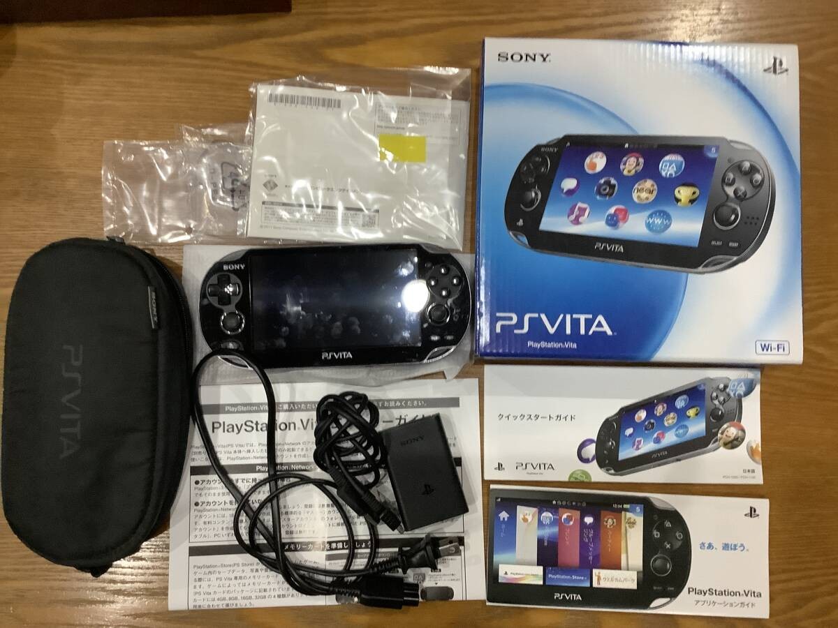 Sony PS Vita PlayStation Console PCH-1000 Crystal Black with Box Pouch Tested