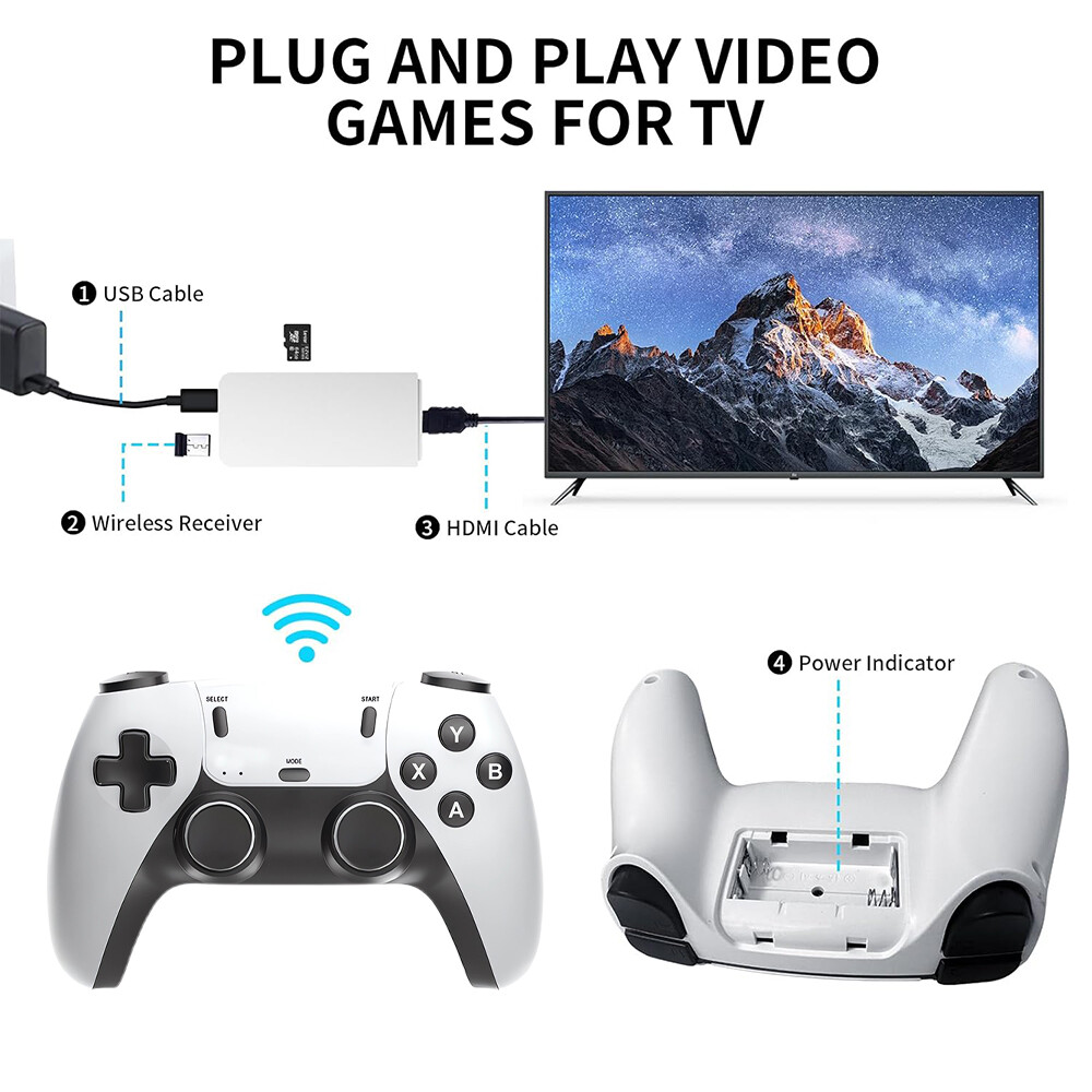 Consola de videojuegos retro Stick 4k HDMI 2 Controles 40000 Juegos Inalambrica-