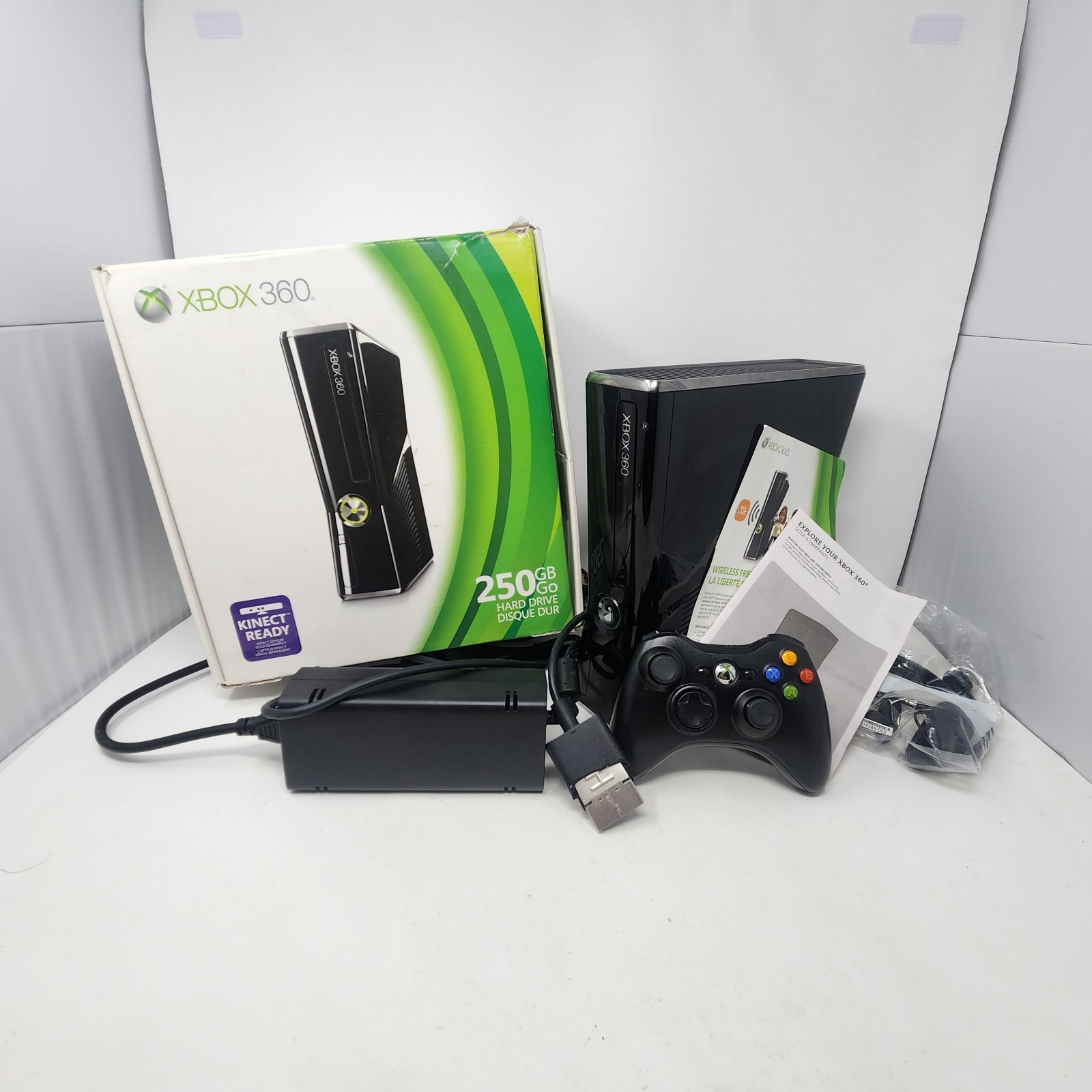 Xbox 360 S Slim 250gb CIB Complete Black Console NTSC-U/C Box Numbers Matching