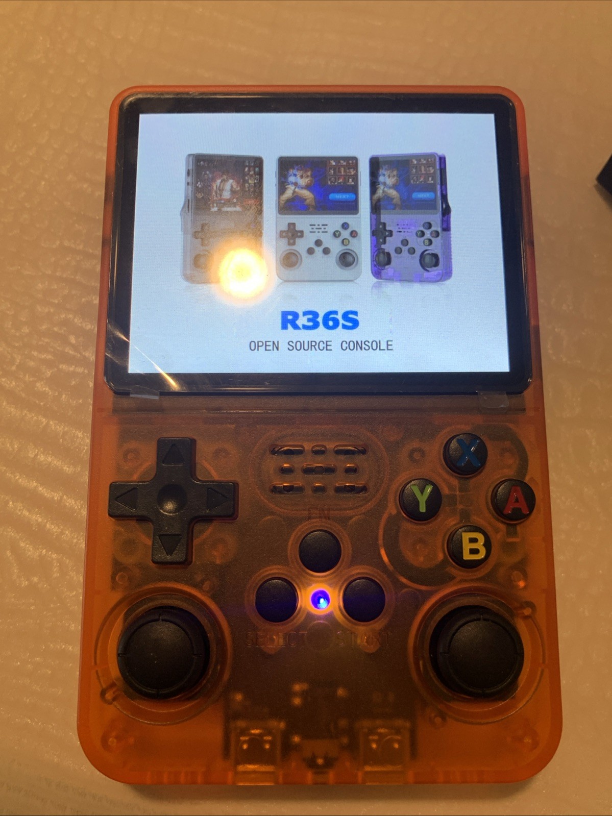 R36S Handheld Game Console 640×480 Quad-Core ARM 1GB RAM Purple 64 Gb TF Card