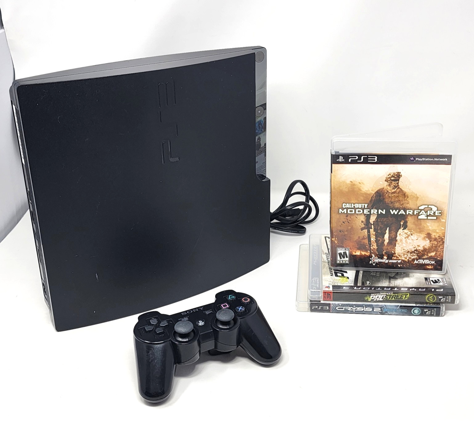 Sony PlayStation 3 PS3 Slim Console 160GB w/ OEM Controller & 3 Games – TESTED