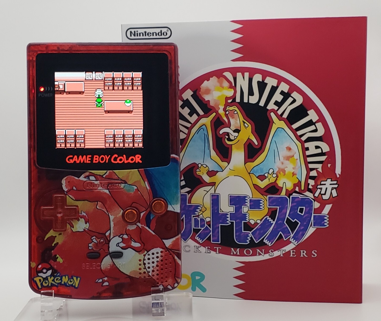 Laminated OLED Screen – Charizard Game Boy Color w/ Case – New Speaker, Recapped