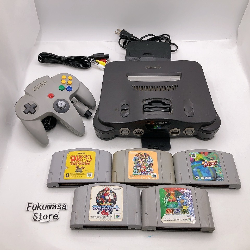 Nintendo 64 Console Black 5 Games Bundle N64 NTSC-J Japan Tested