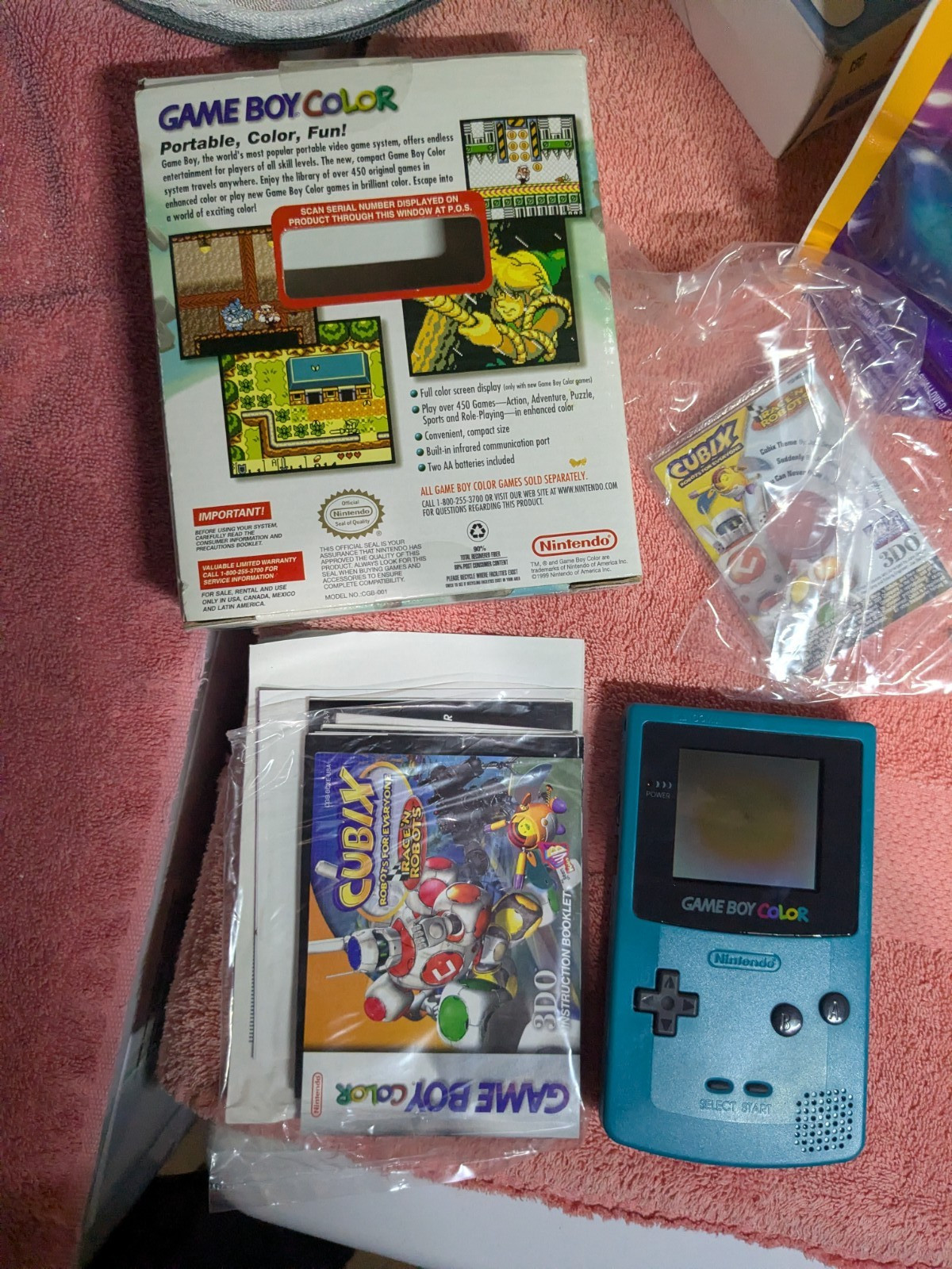 Nintendo Game Boy Color Teal Blue Launch Console Near Mint CGB-001