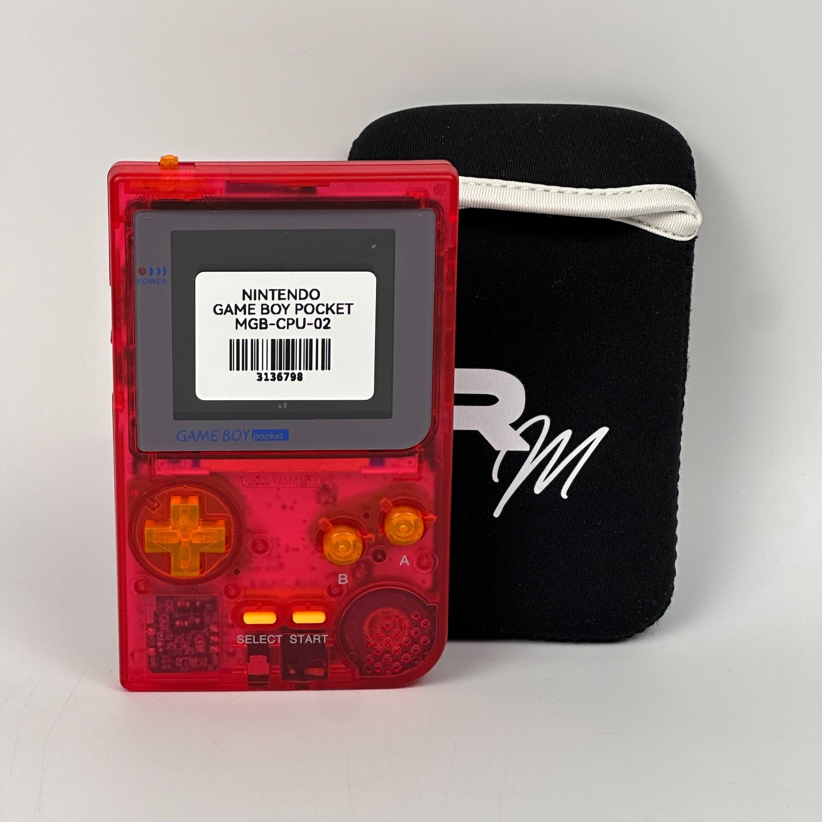 Nintendo Gameboy Pocket Handheld Console + Case – Clear Red