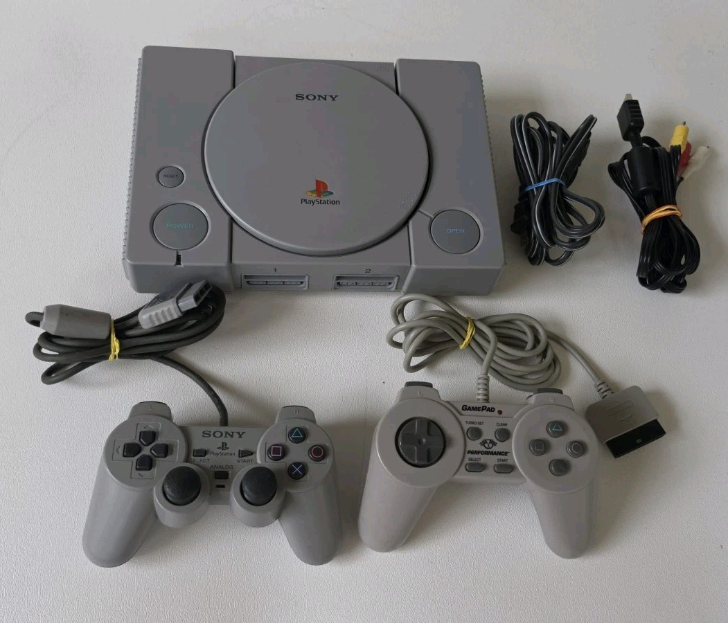Sony PlayStation PS1 SCPH-7501 Console Bundle w/ 2 Controllers Power & AV Cable