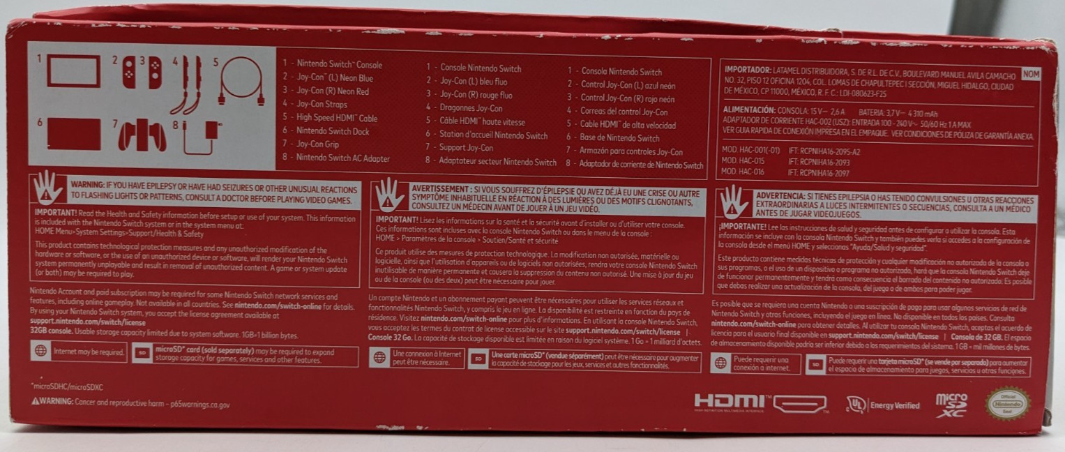 Nintendo Switch | 32GB | Handheld Console | Neon Red/Neon Blue | HAC-001