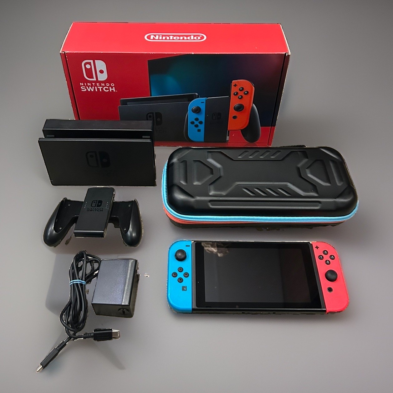 Nintendo Switch HAC-001-01 32GB Console Neon Blue/Red Joy-Con Tested w/ Box
