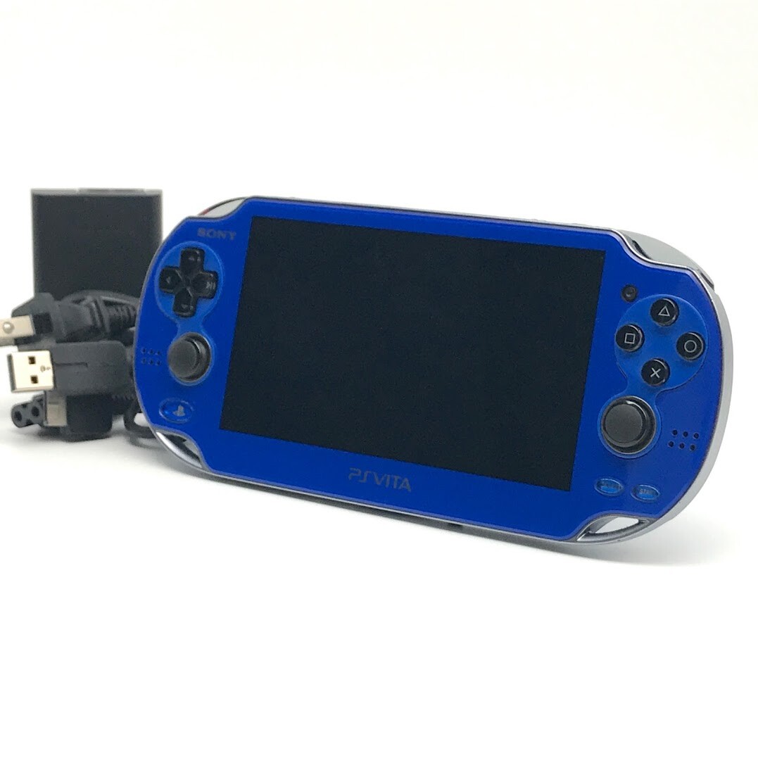 SONY PS Vita PCH-1000 Sapphire Blue Wi-Fi OLED FW:3.65 w/ Charger “Mint”