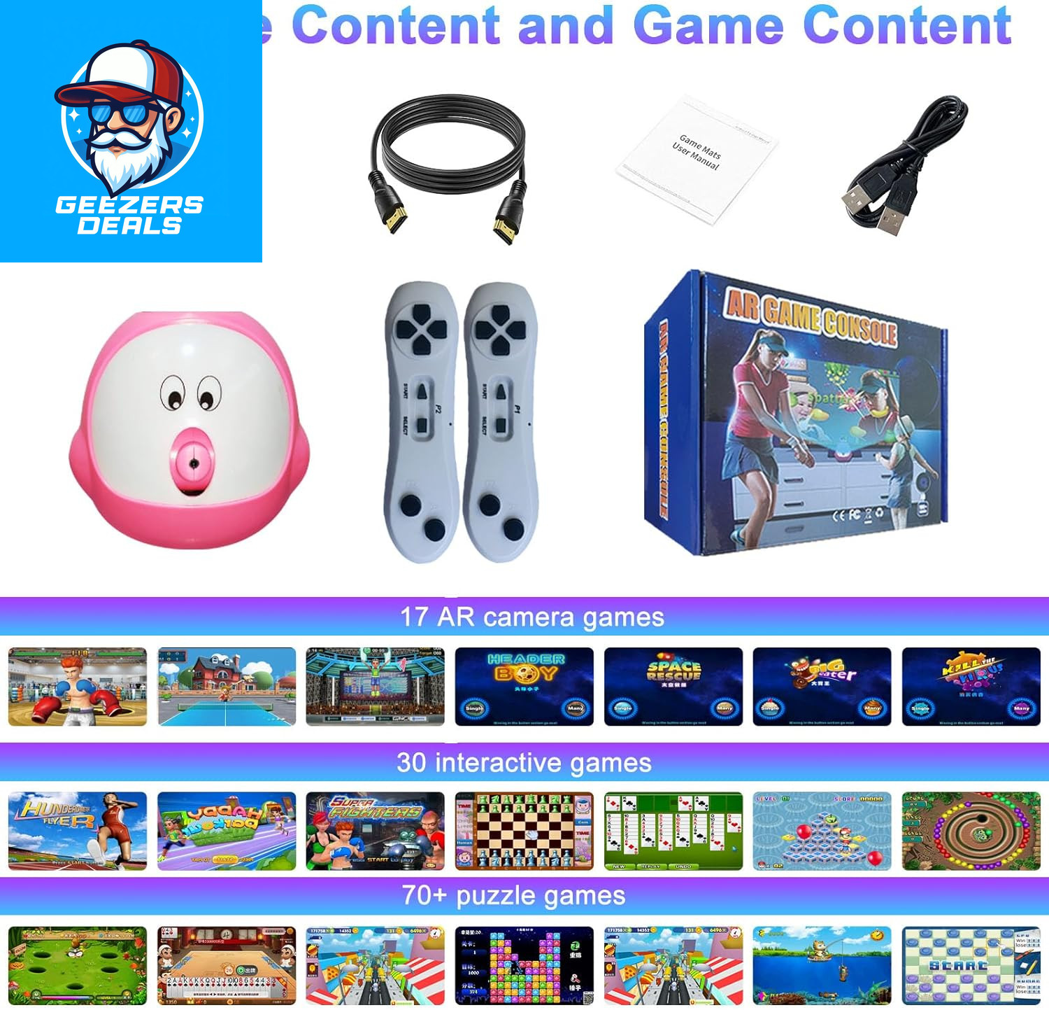 TV Game Console with 100+ Games, 2 Wireless Controllers, HDMI Plug & Play – Incl
