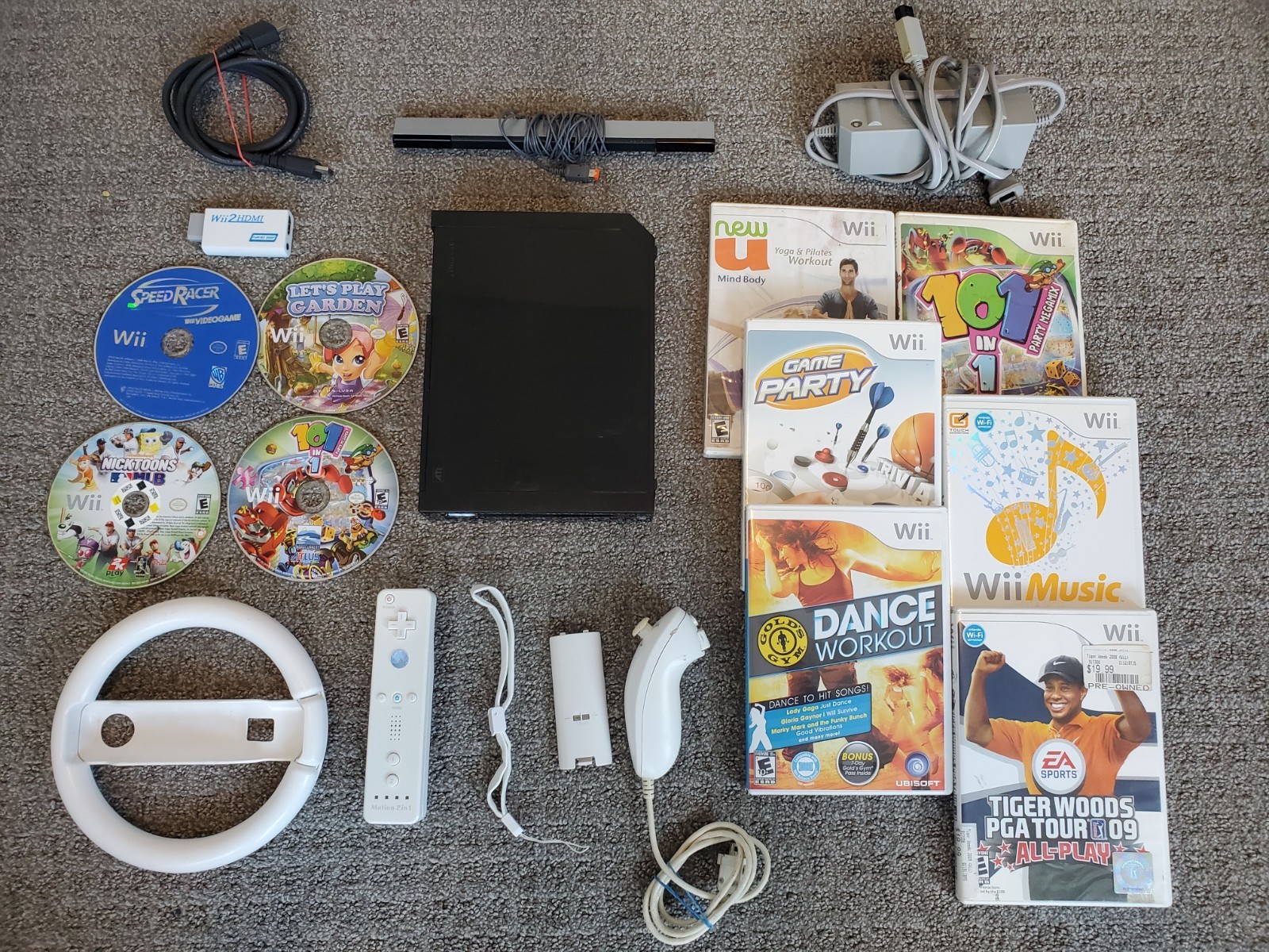 Black Nintendo Wii Console System Bundle w/ 10 Games Nunchuck TESTED! New U