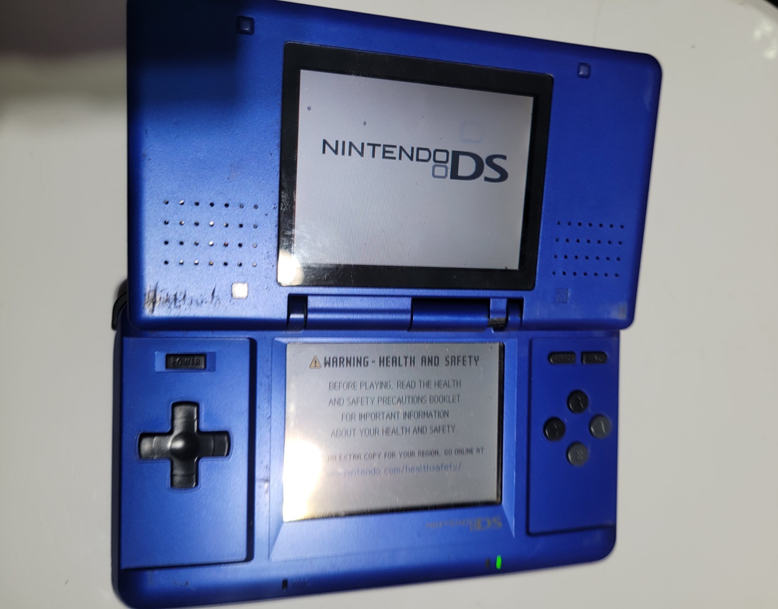 Nintendo DS NTR-001 original model Blue – BROKEN HINGE tested works AS IS