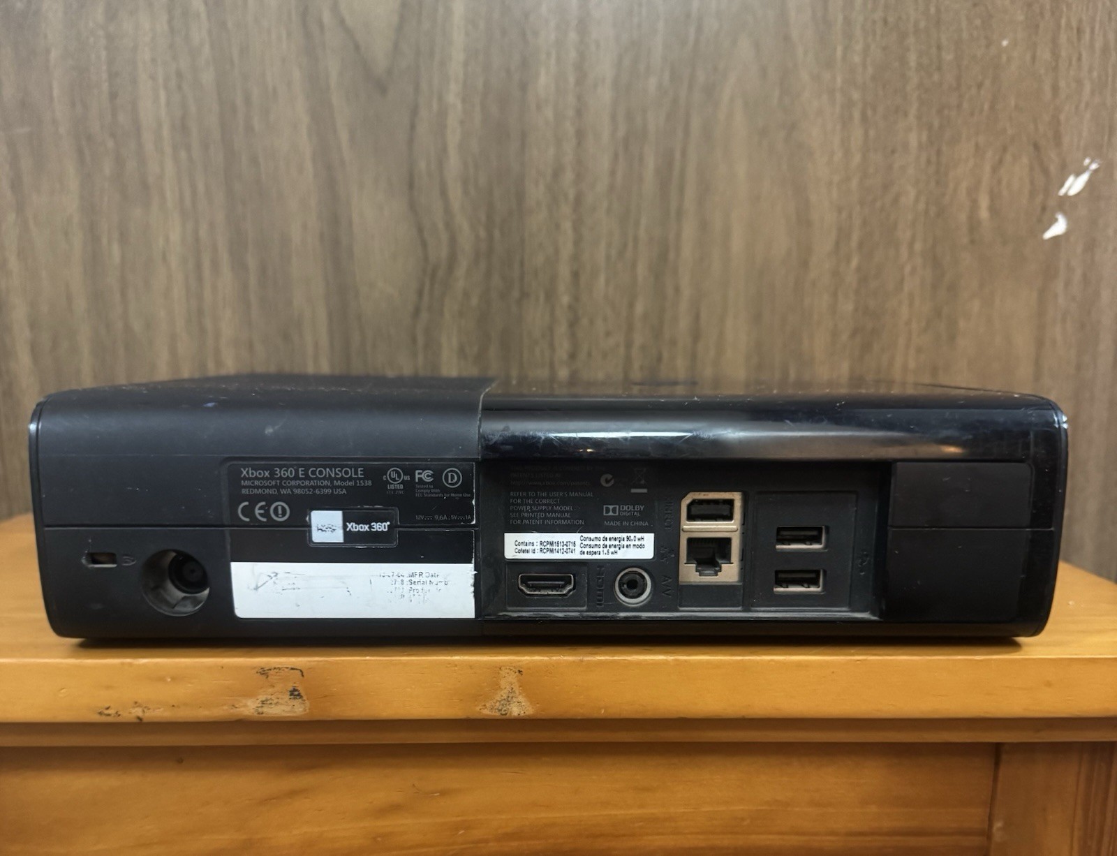 Microsoft Xbox 360 E Console Black Dolby Digital Model 1538