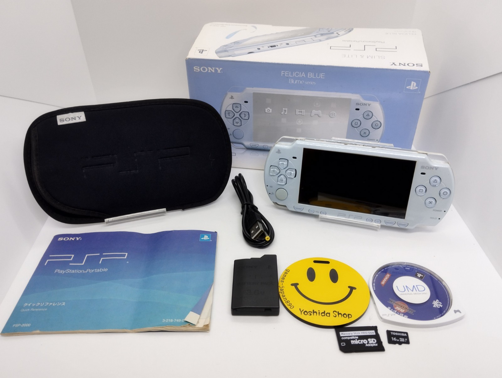 PSP 2000 Felicia Blue Console Charger Playstation Portable [ Ex+ ]　Tested w/box