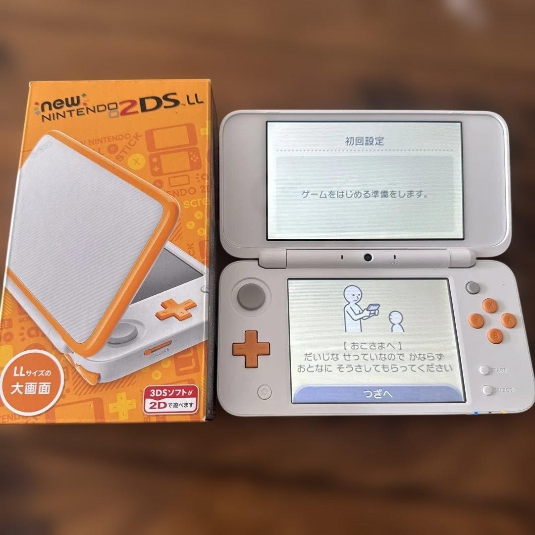 Nintendo 2DS XL LL White Orange Console System Japan Good Condition, Box