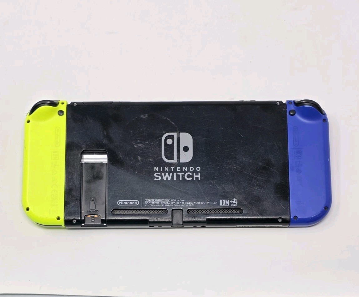 Nintendo Switch (HAC-001) Handheld Console Green/Blue JoyCons – Tested Working