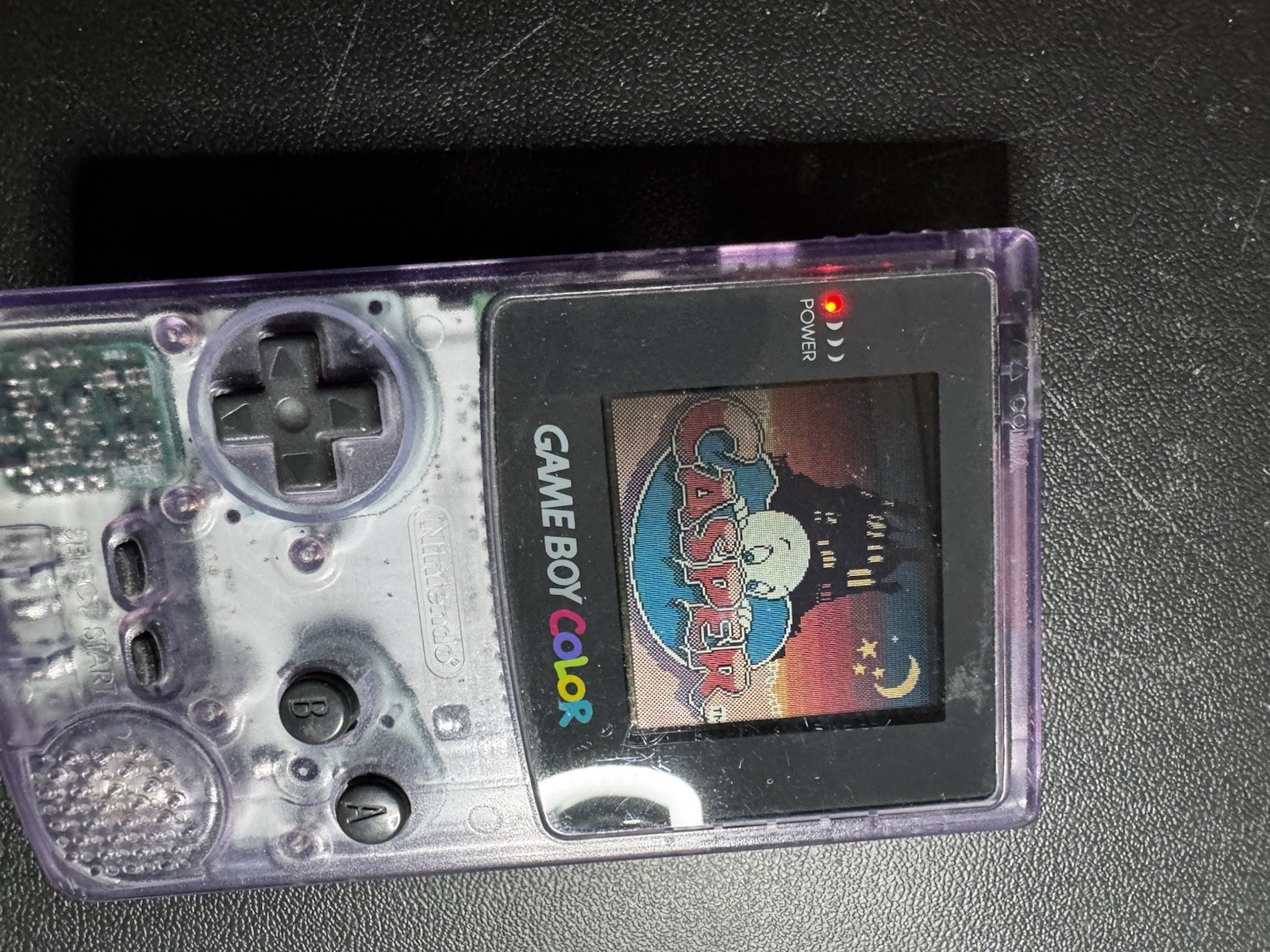 Nintendo Game Boy Color Atomic Purple W/ Game Casper Tested Works Great