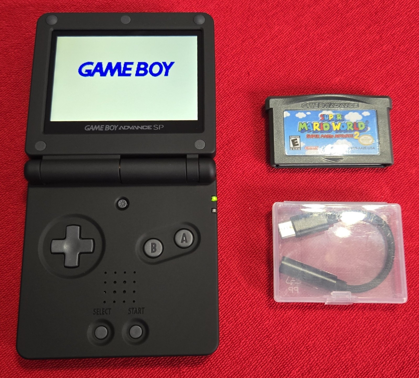 Satin Black GameBoy Advance SP IPS Bright LCD USB-C Mod New Battery + EXTRAS!