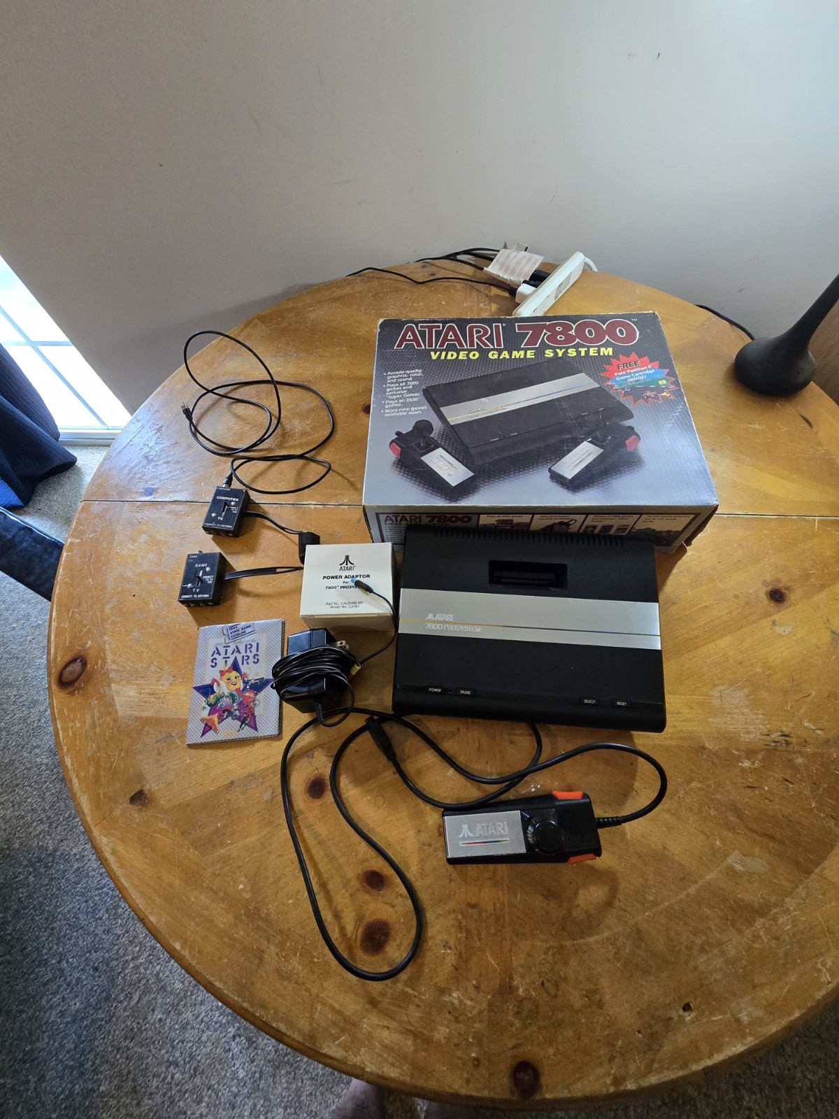Atari 7800 Console Pro-System AV Mod + Controller & Cords Tested