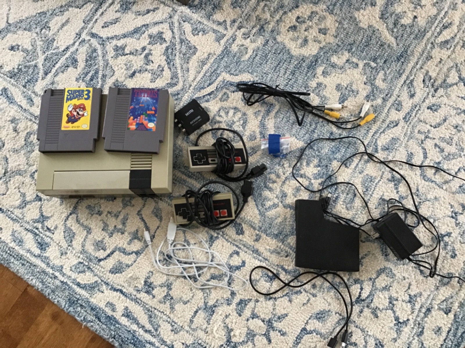 Nintendo Entertainment System with games and 2 controllers, also hdmi hookup