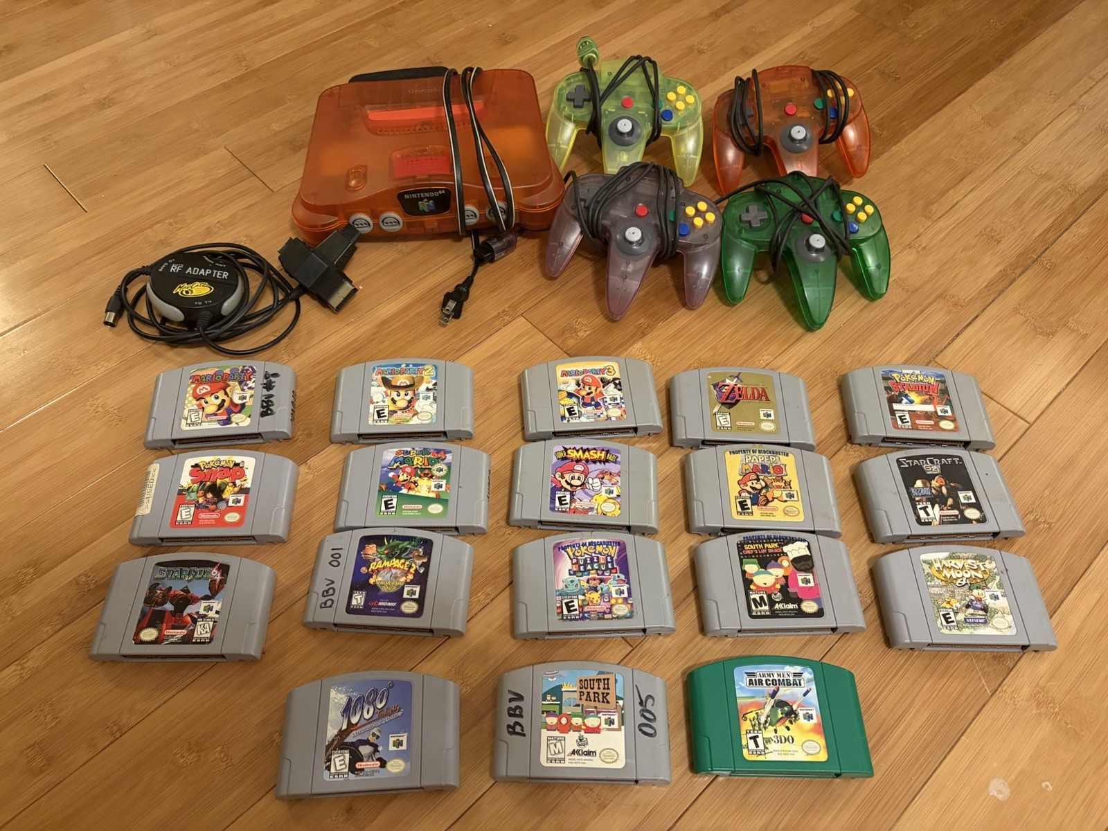 N64 Bundle- Console, 4 Controllers, RF Adapter, 18 Games, Memory Card