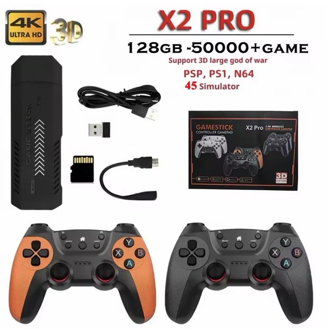 Gamestick X2 PRO 4K Ultra HD 128GB Console PSP PS1 N64 Wi-Fi 3D Audio