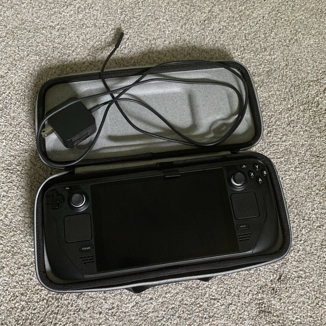 Valve Steam Deck 512GB Black Handheld Console Wi-Fi USB-C with charger and case