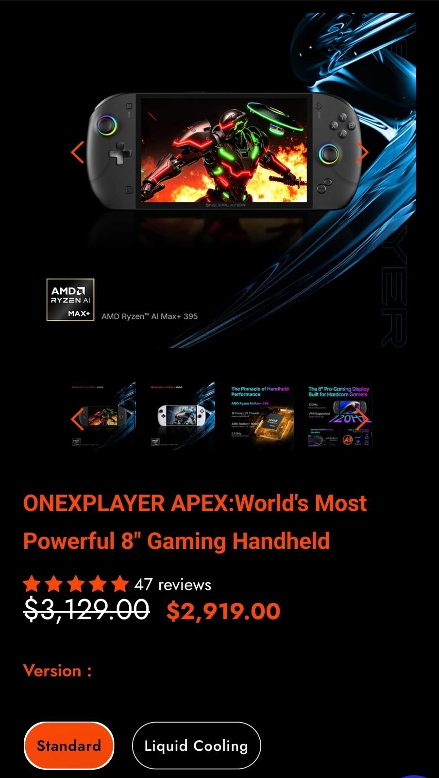 ONEXPLAYER Apex – AMD Ryzen AI MAX+ 395, 64GB RAM, 2TB SSD, Radeon 8060S