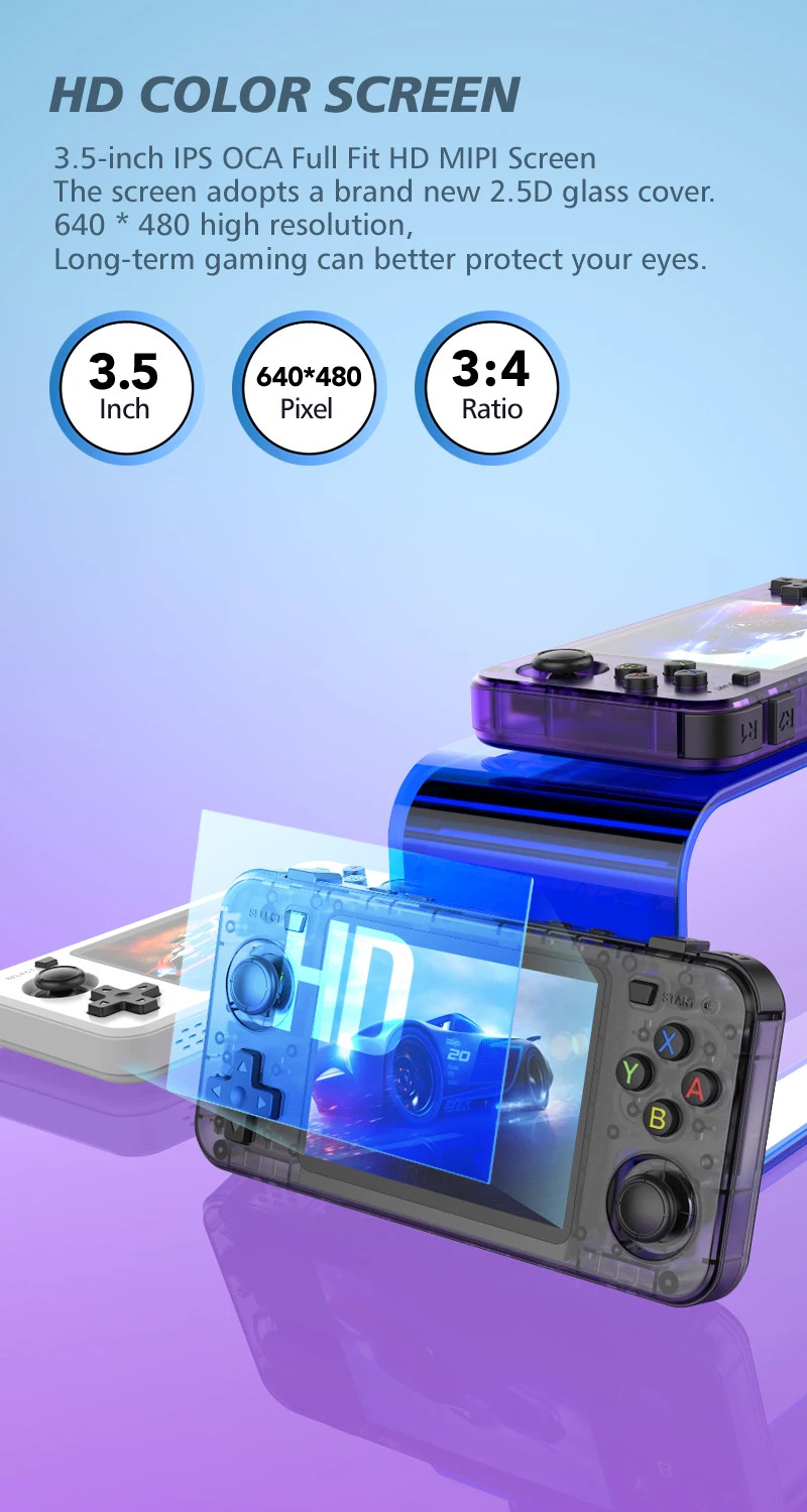 R36H ARKOS Retro Handheld Game Console Portable 64G 128G Pocket Video Player 3.5