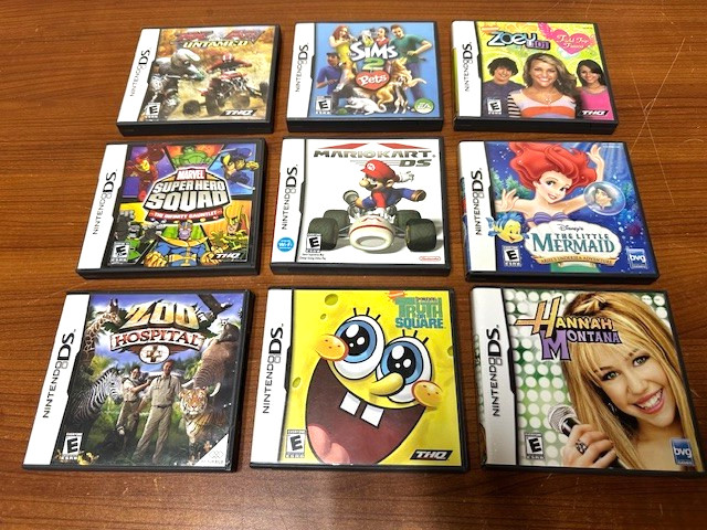 Nintendo DS Lite Console- Metallic Rose w/Charger/Case/12 games/Tested Awesome!