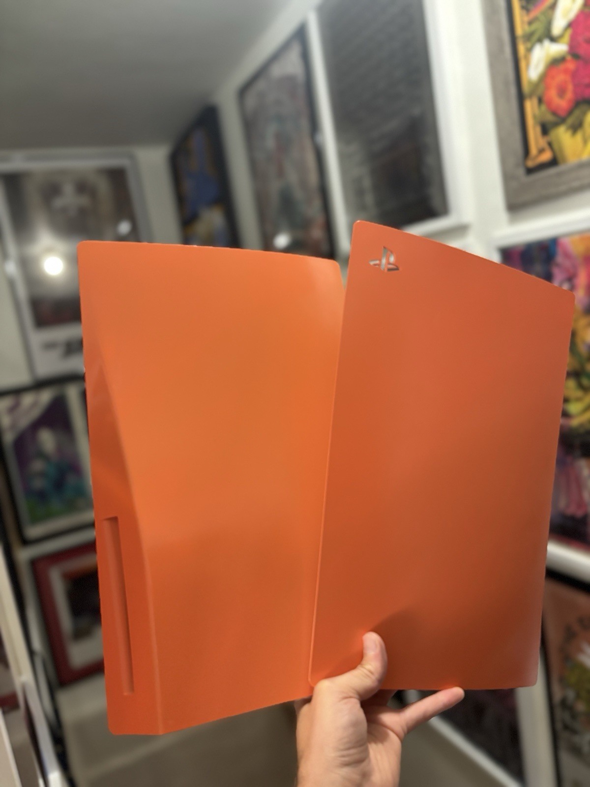 PS5 Disc Edition Faceplates – Hand Painted Orange ps5 face plate white