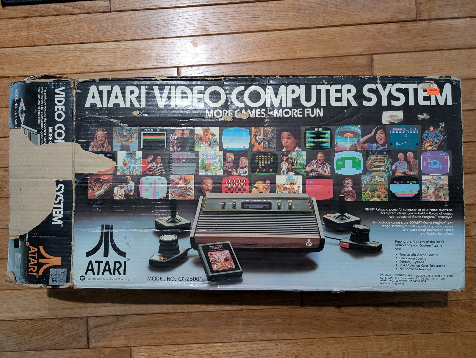 Atari CX2600A Console, two sticks, two paddles, and two games. Tested & Working!