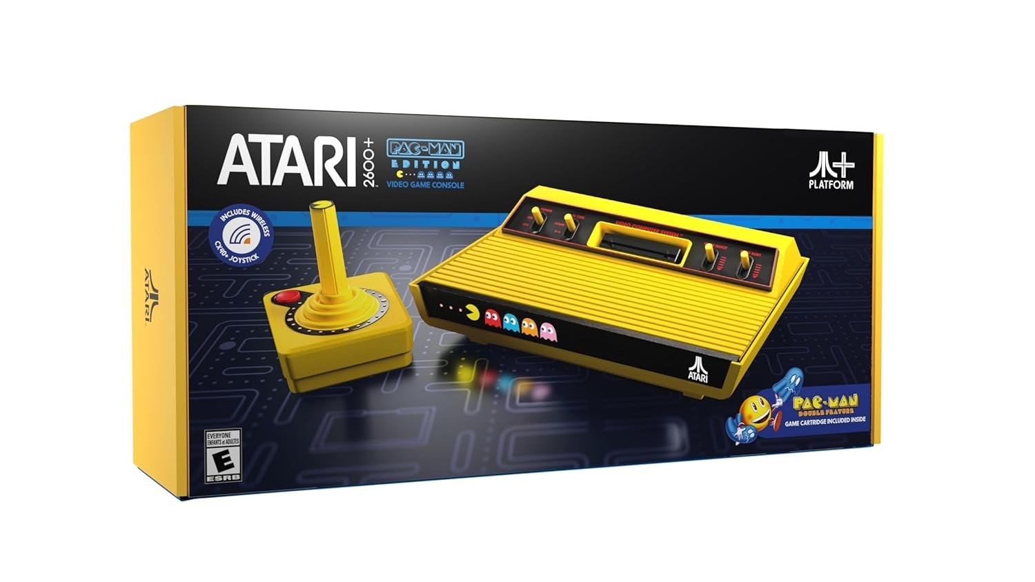 Atari 2600+ PAC-MAN Console: Double Feature Cartridge & Wireless Joystick