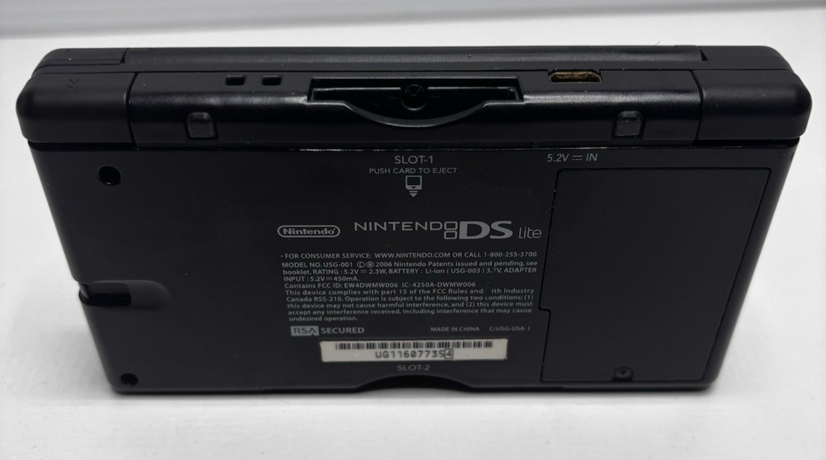 Nintendo DS Lite Onyx Black Console w/ Box CIB Tested Complete