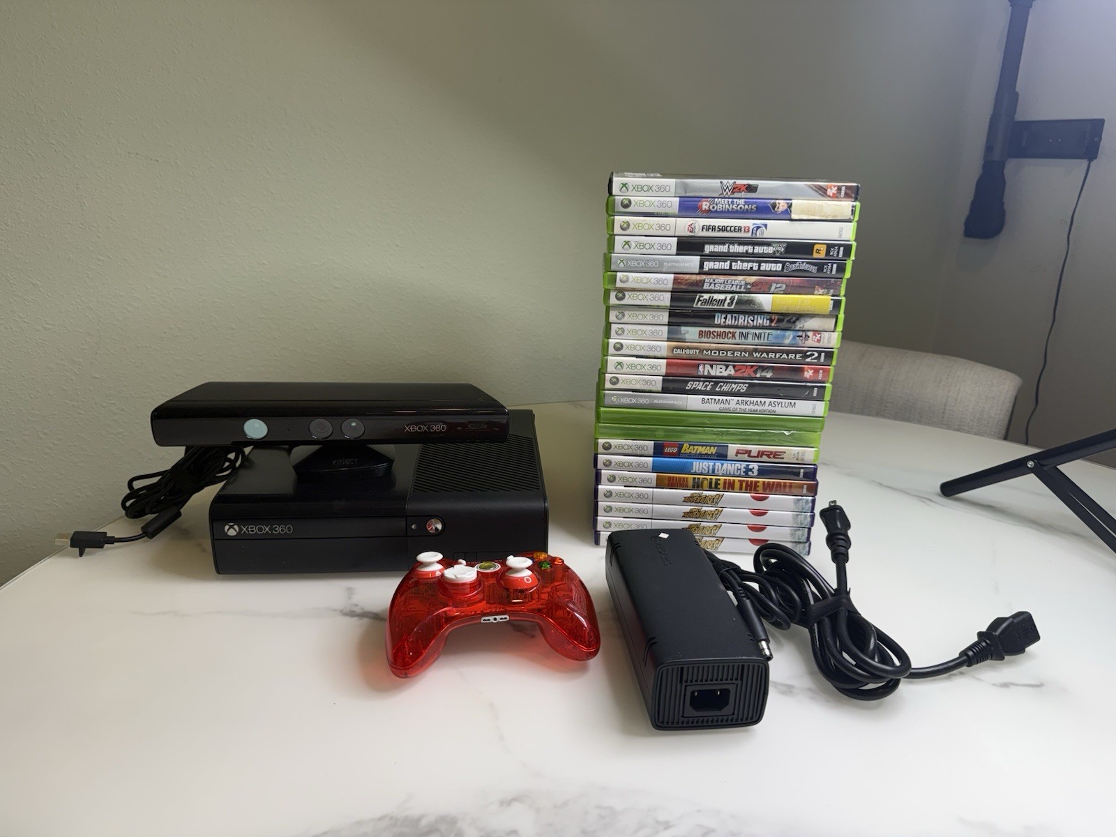 Microsoft Xbox 360 E Console Bundle Lot 4GB Model 1538 Tested & Working 22 Games