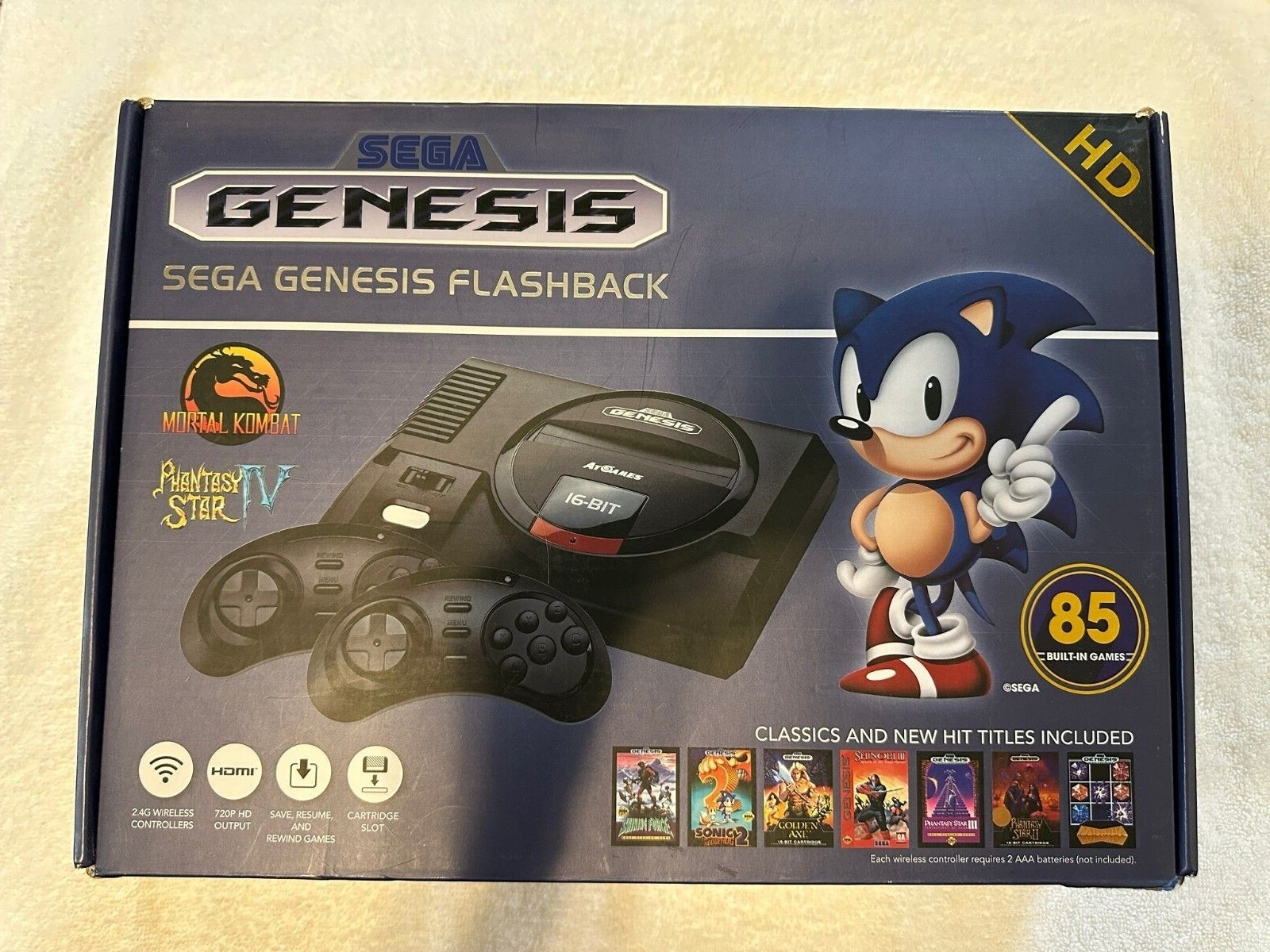 AtGames Sega Genesis Console HDMI Wireless Controllers Built-in Games 1500 Retro