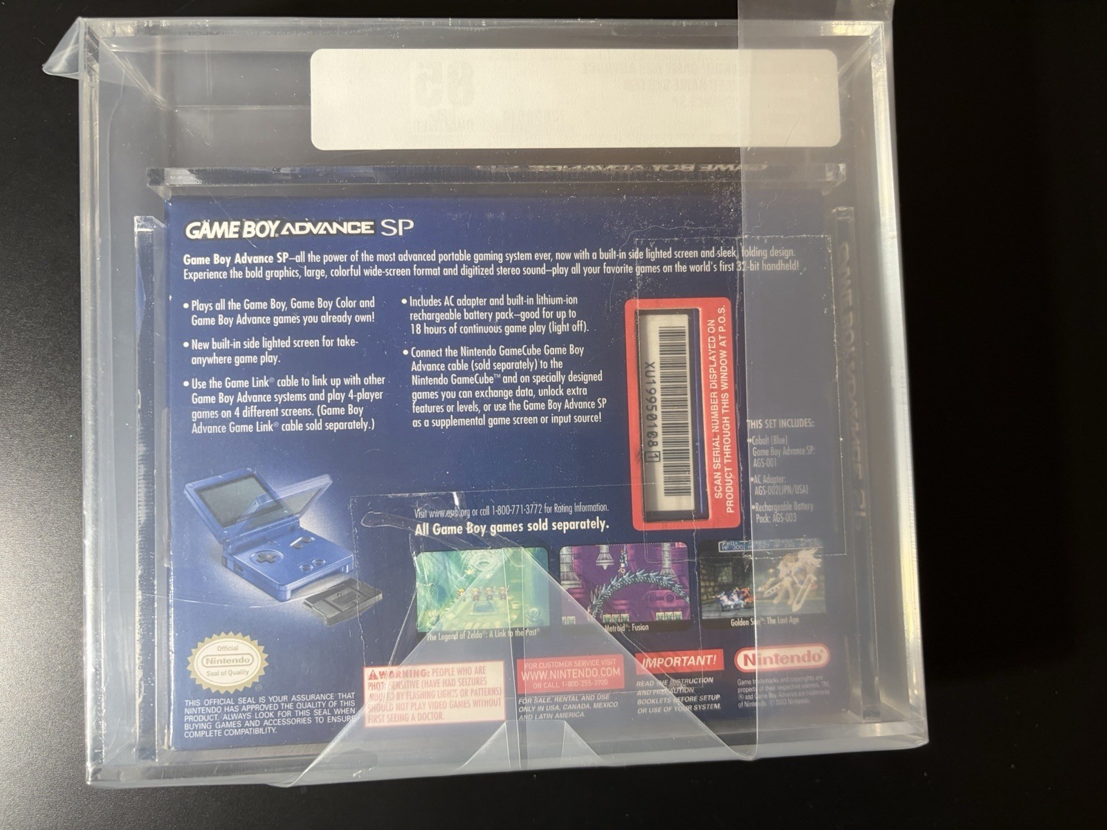 Nintendo Game Boy Advance SP GBA Console Cobalt Blue New In Box VGA 85