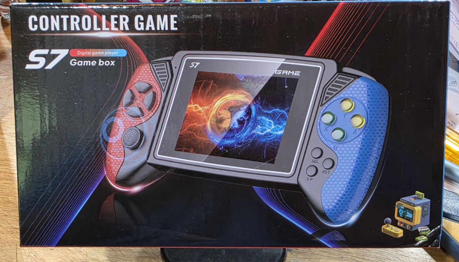 Game box S7 Handheld System Video Game Console w/ Controller, Red/Blue