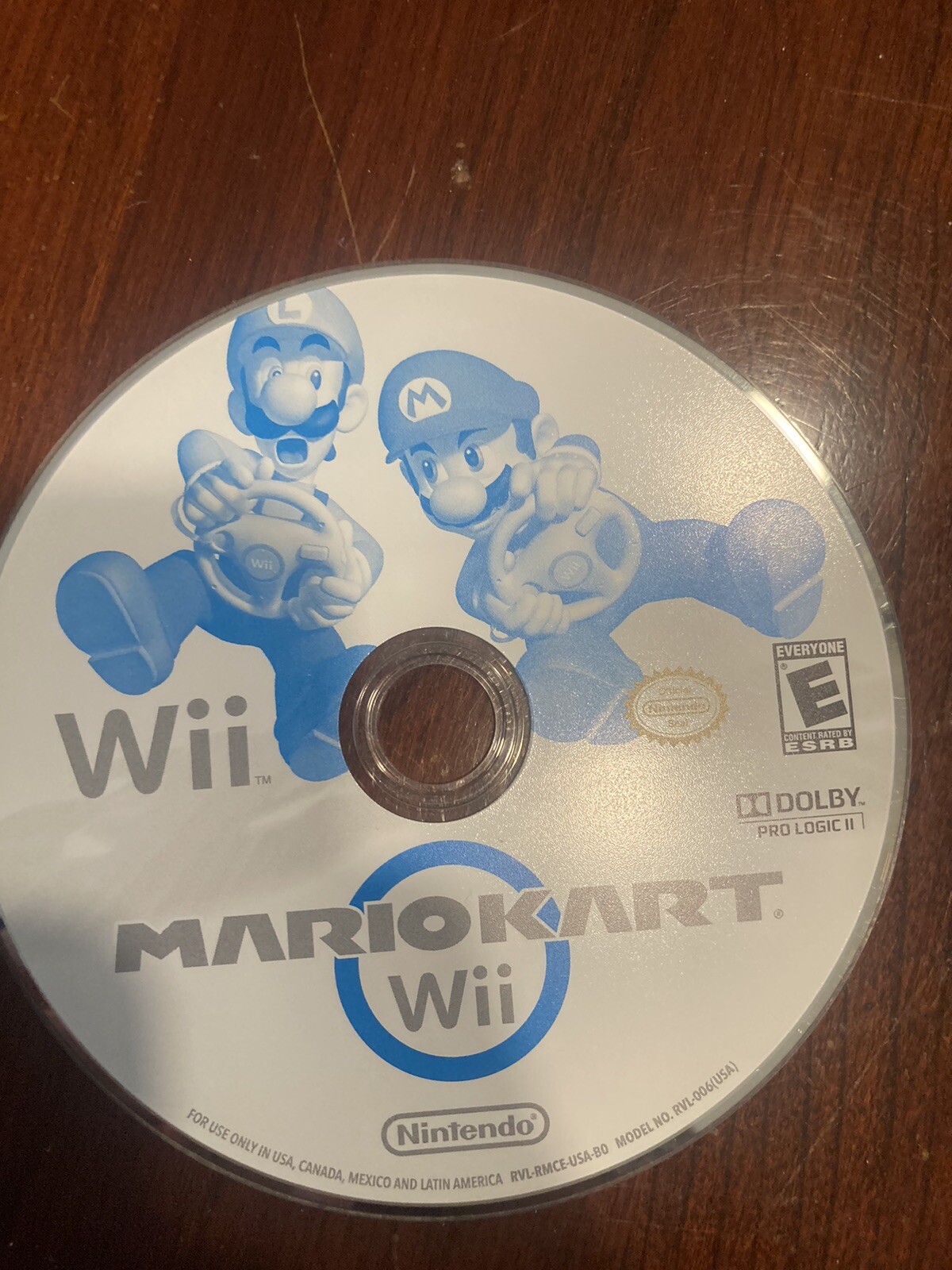 Nintendo Wii Mini 8GB Black/Red. All parts included+Mario Kart. No box/Cartridge