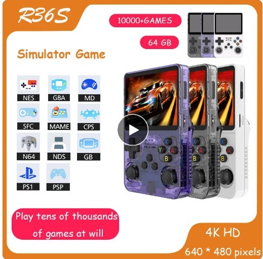 R36S Handheld Game Console Linux System 3.5 Inch IPS Screen Portable Pocket